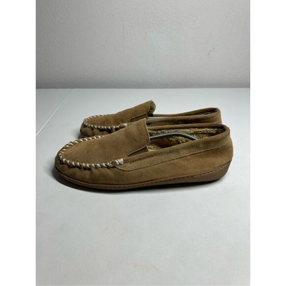 Minnetonka Men’s Moccasins Size 12 Brown Shoe Slipper Sole Tan - Picture 2 of 9